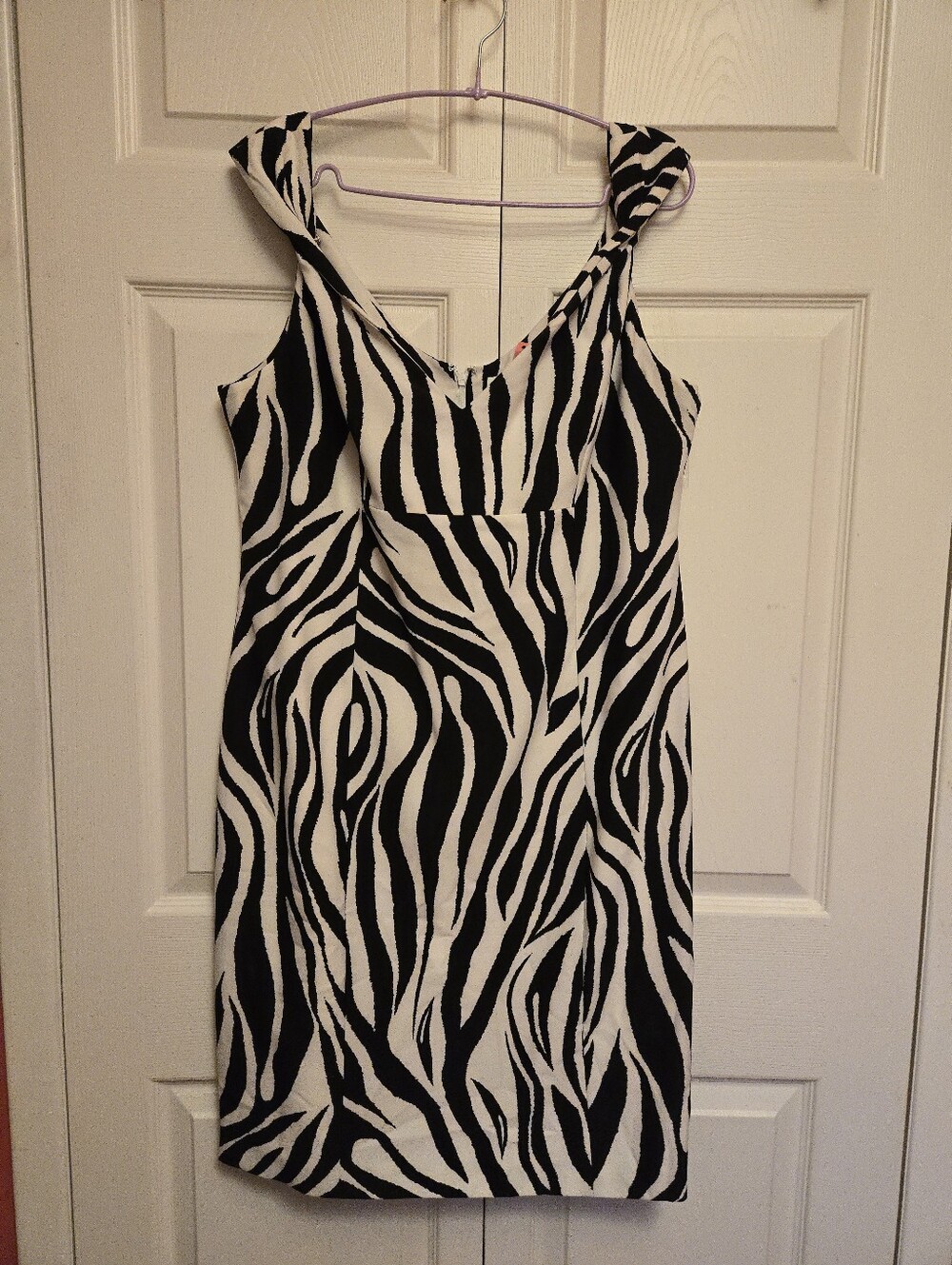 Calvin Klein Black and White Zebra Patterned Dress